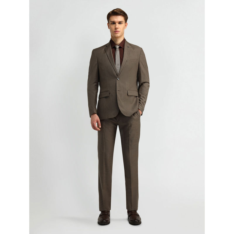 Arrow Solid Brown Full Sleeves Formal Suit Blazer with Pant (Set of 2) (40)