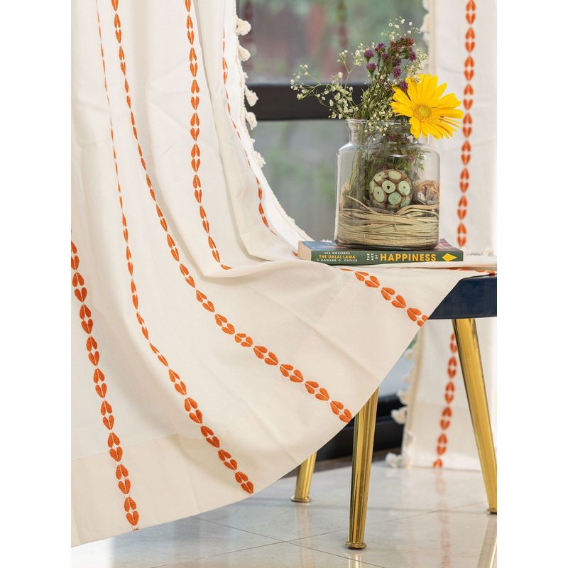 Urban Space Cotton Window Curtain with Eyelets & Tieback 1 Piece Vintage Orange (5x4 feet)