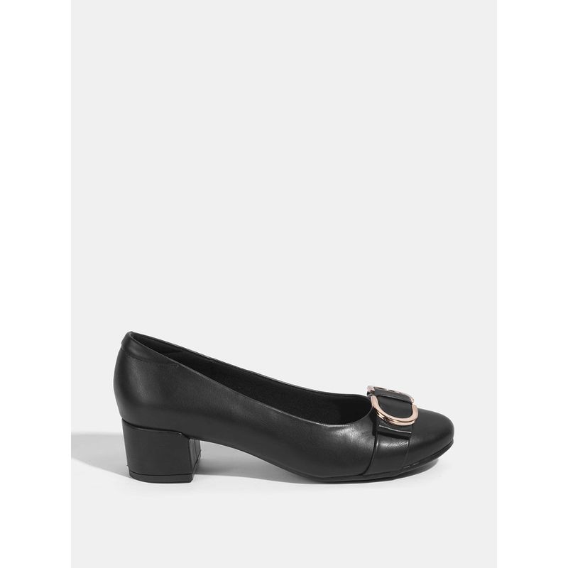Lemon & Pepper Black Block Heels Pumps (EURO 37)