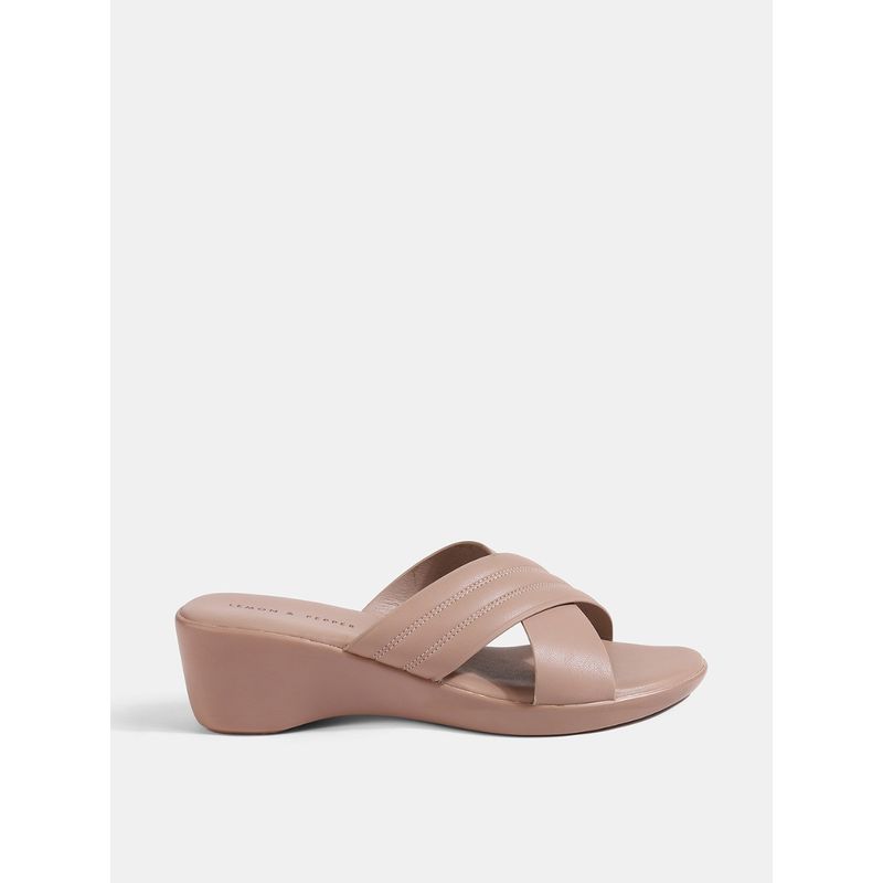 Lemon & Pepper Nude Wedge Heels (EURO 36)