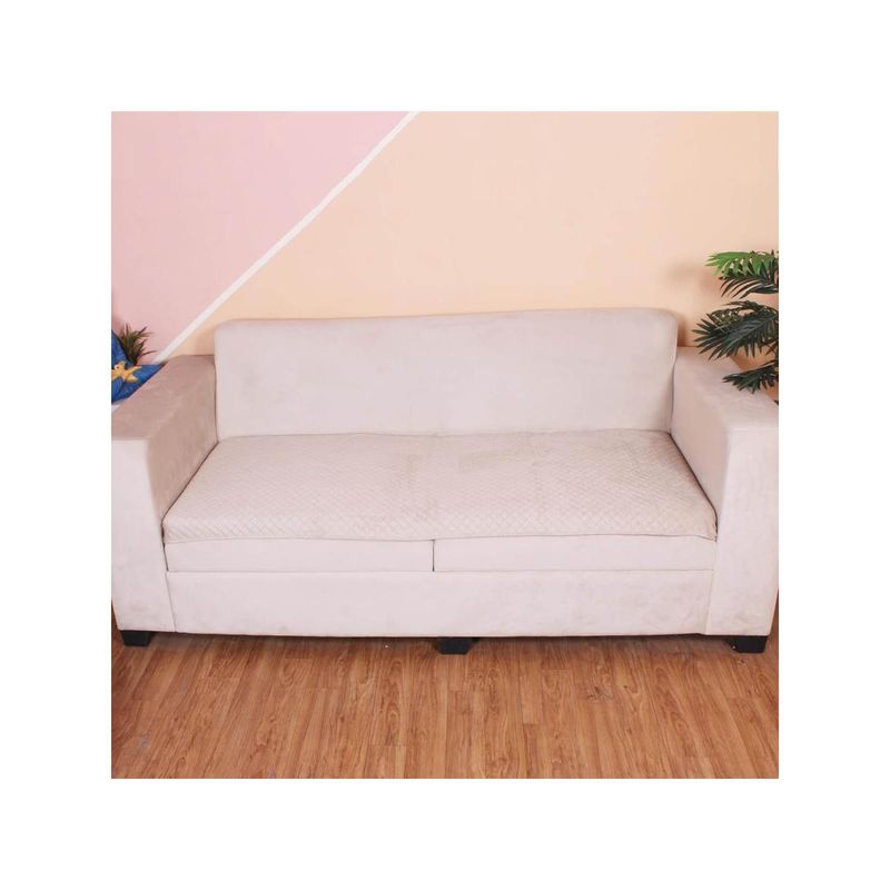 Buy STITCHNEST 1 Seater Quilted Velvet Sofa Cover Protector Beige Online