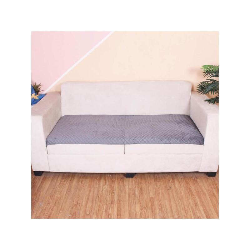 Buy STITCHNEST 3 Seater Quilted Velvet Sofa Cover Protector Grey Online