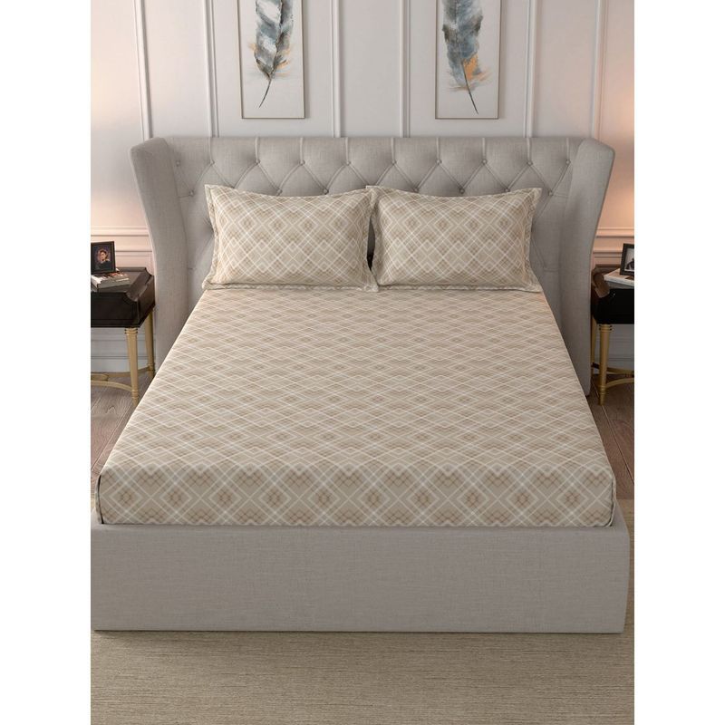 Maspar Hermosa 210TC Giardino Connor Cotton Brown Double Bed Sheet With