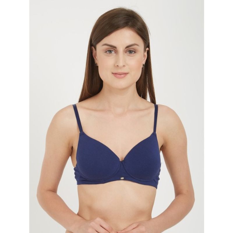 SOIE Womens Semi-Covered Padded Non-Wired Bra - NAVY (32B)