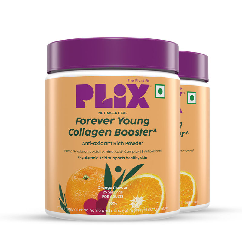 Plix Plant-Based Collagen Builder, Advanced Anti-Ageing Formula - Orange Burst (Pack of 2)