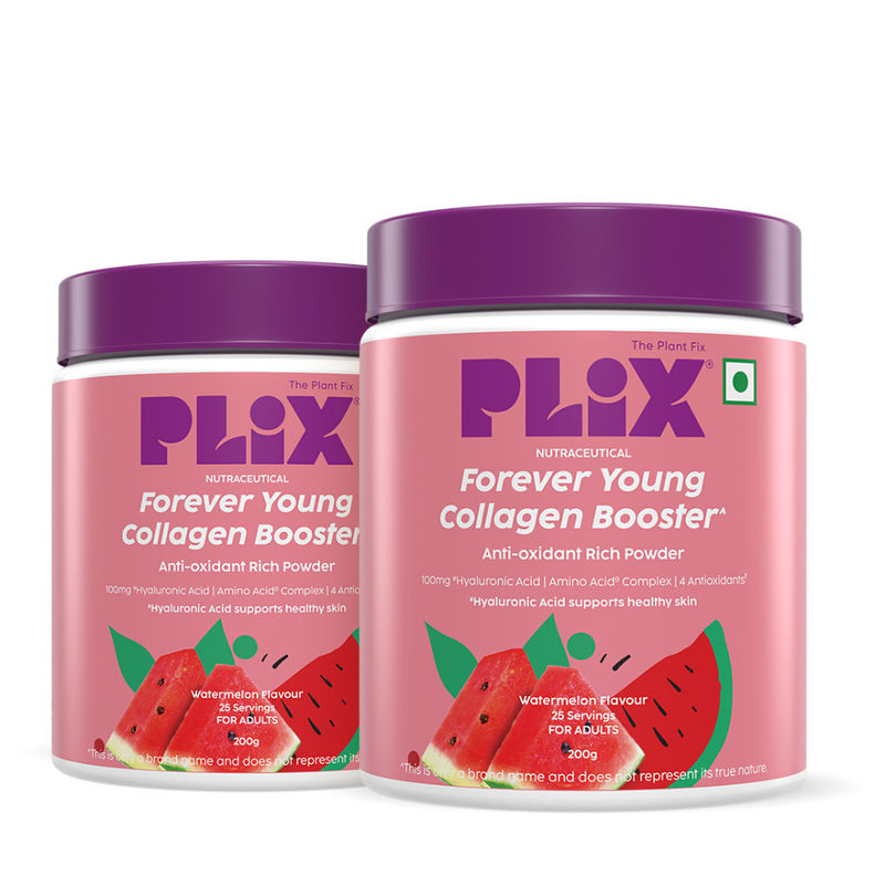 Plix Plant-Based Collagen Builder, Advanced Anti-Ageing Formula - Watermelon (Pack of 2)