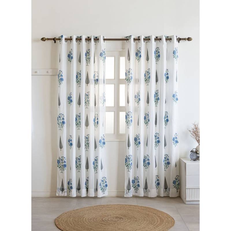 The Home Story Vintage Blossom Floral Printed Window Curtains (5 feet)