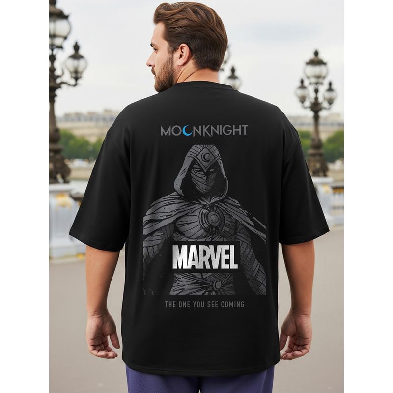 Bewakoof Official Marvel Men's Black Moon Knight Graphic Printed Oversized Plus Size T-shirt (4XL)