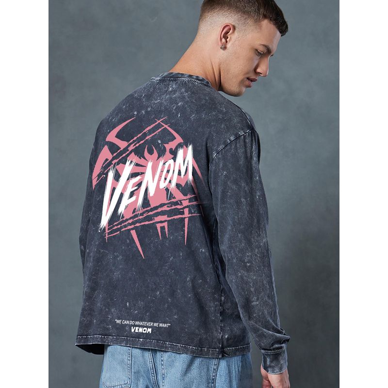 Bewakoof Grey Cotton Full Sleeves T-Shirt (S)