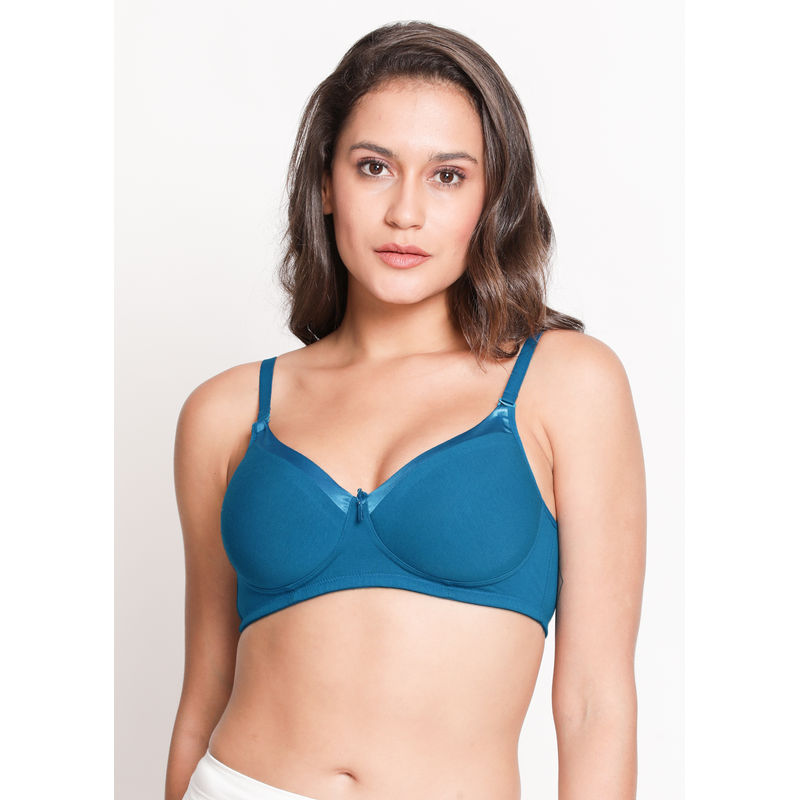Buy Shyaway Susie Everyday Neck Satin Wirefree Full Coverage Cotton Padded  Bra-Blue (32B) Online