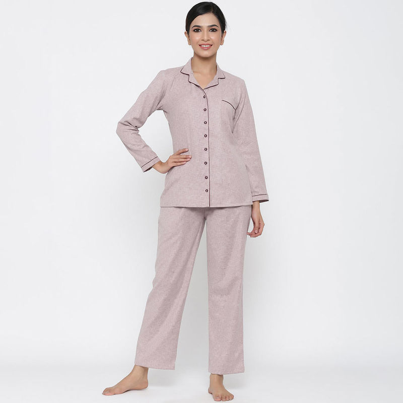 Jaipur Kurti Pink Solid Night Suit (Set of 2) (XL)