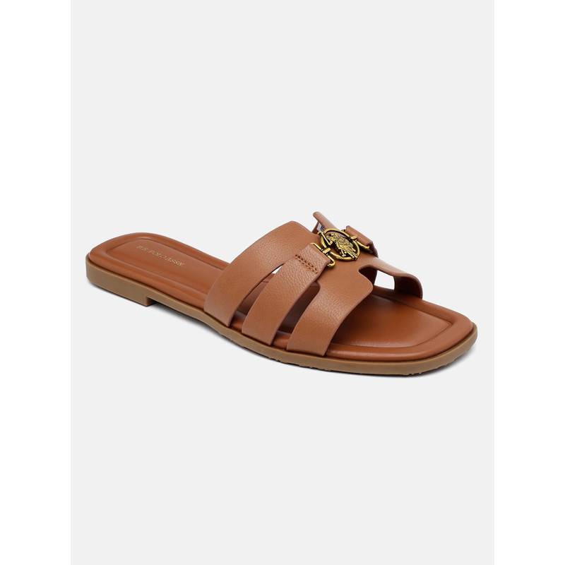 U.S. POLO ASSN. Women Brown Saphira Flats (UK 3)