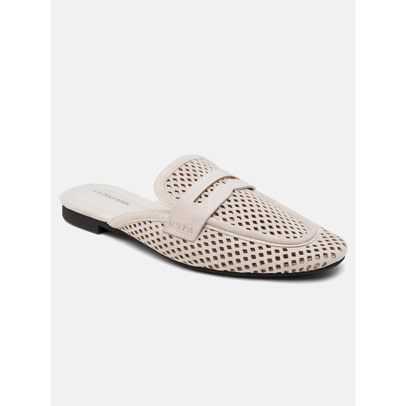 U.S. POLO ASSN. Women Rivane Cream Mules (UK 5)