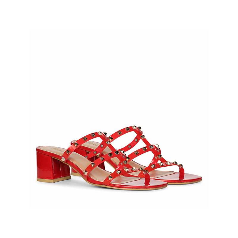 Saint G Women Gold Studs Red Block Heels (UK 3)