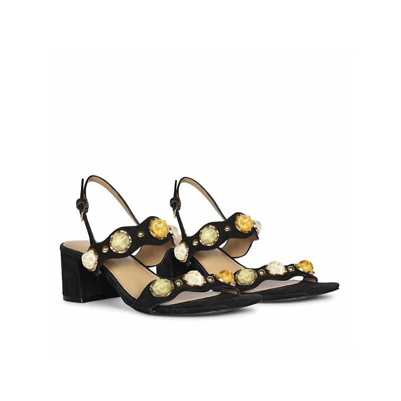 Saint G Women Black Suede Leather Block Heels (UK 3)
