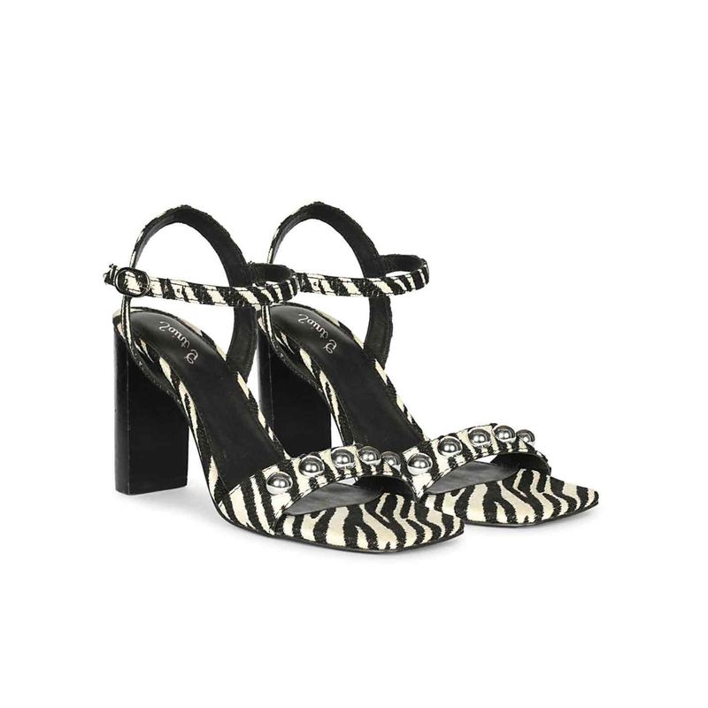 Saint G Women White Leopard Raffia High Block Heels (UK 3)