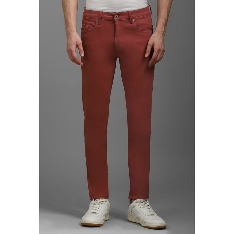 Louis Philippe Men Red Dark Smart Fit Jeans (34)