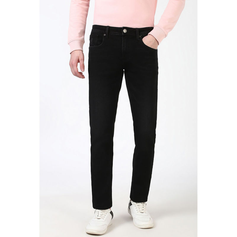 Peter England Men Black Light Wash Skinny Fit Jeans (32)