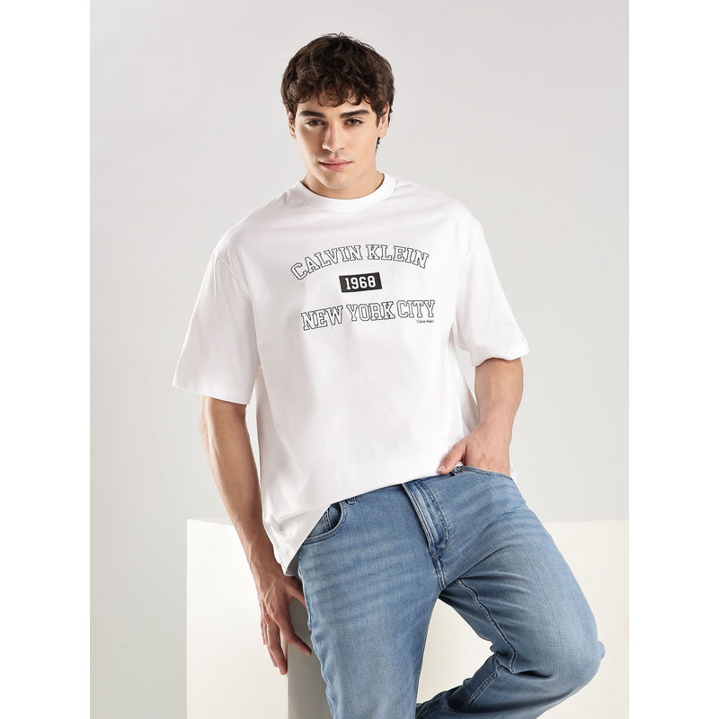 Calvin Klein White Logo Relaxed Fit Cotton T-Shirt (M)