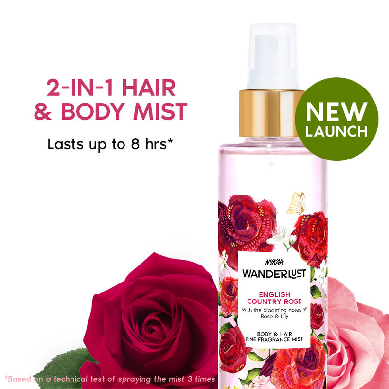 Wanderlust English Country Rose Floral Long Lasting Fine Fragrance Body & Hair Mist