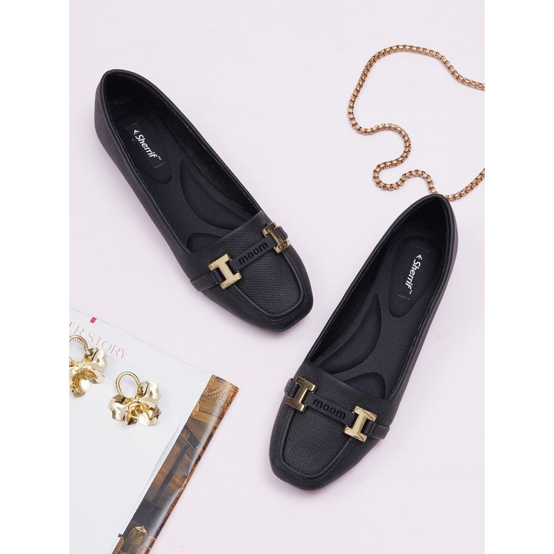 Sherrif Shoes Women Black Solid Casual Loafers (EURO 34)