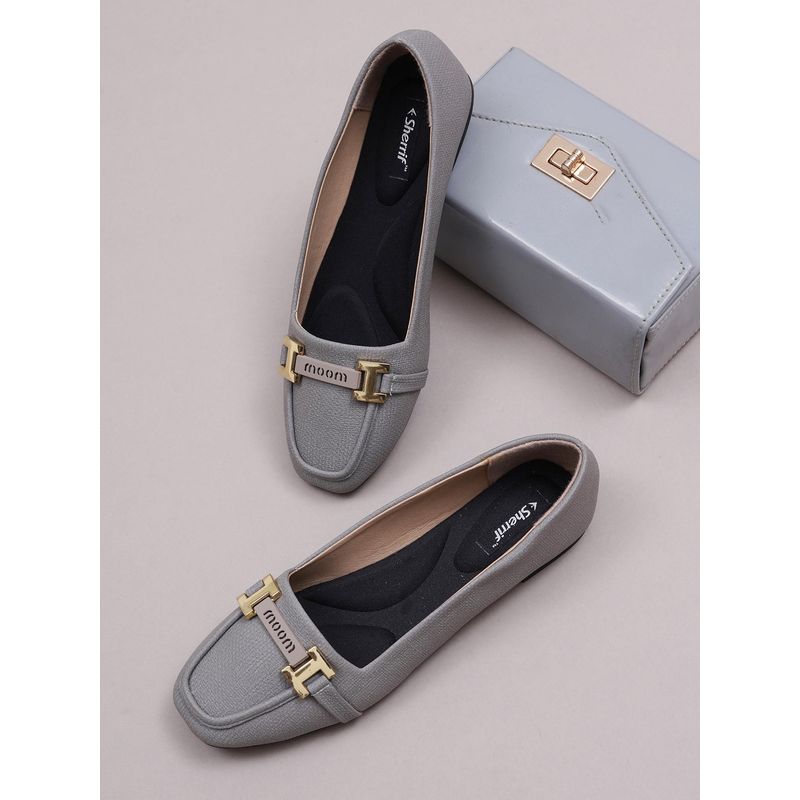Sherrif Shoes Women Grey Solid Casual Loafers (EURO 34)