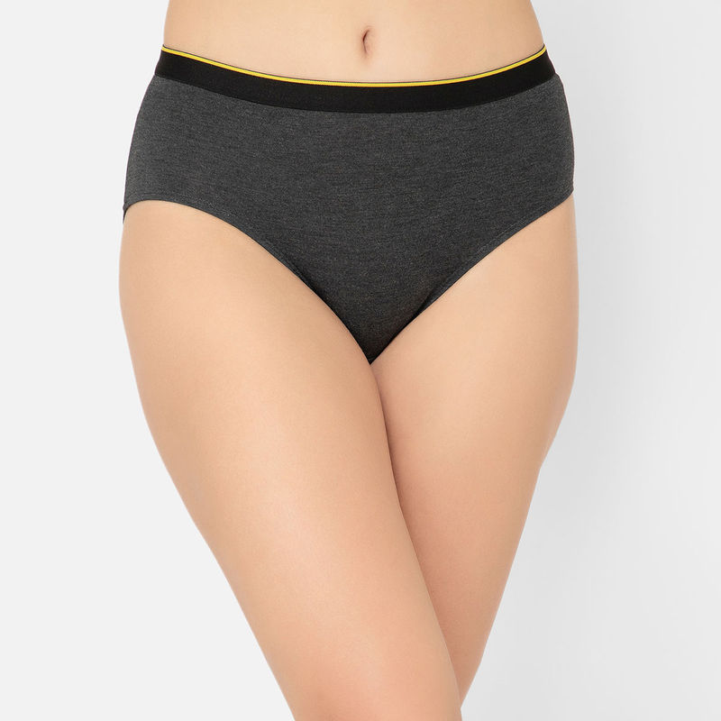 Bummer Charcoal Womens Solid Micro Modal Hipsters Panties Soft & Breathable (S)