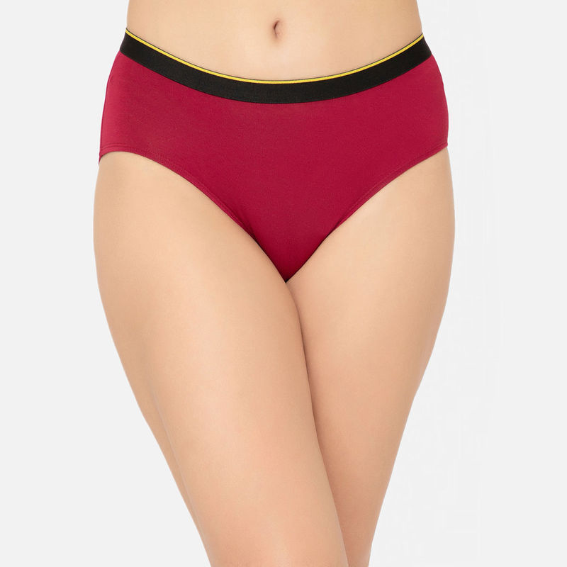 Bummer Maroon Womens Solid Micro Modal Hipsters Panties Soft & Breathable (S)