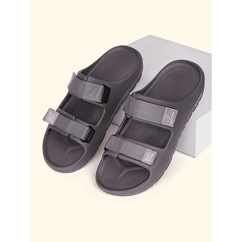 Yoho Grey Wilo Double Strap Sandals for Men (UK 10)