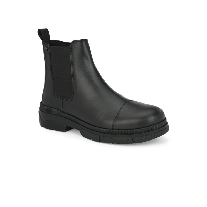 Delize Mens Black Solid Ankle Shoes (UK 6)