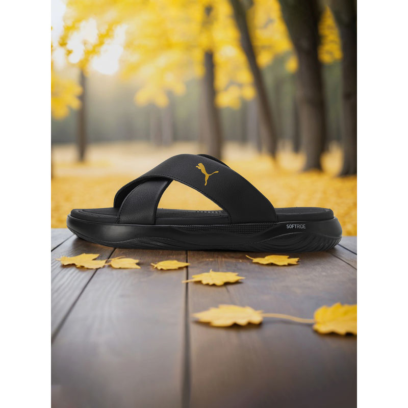 Puma Softride Seave Slip Unisex Black Flipflops (UK 11)