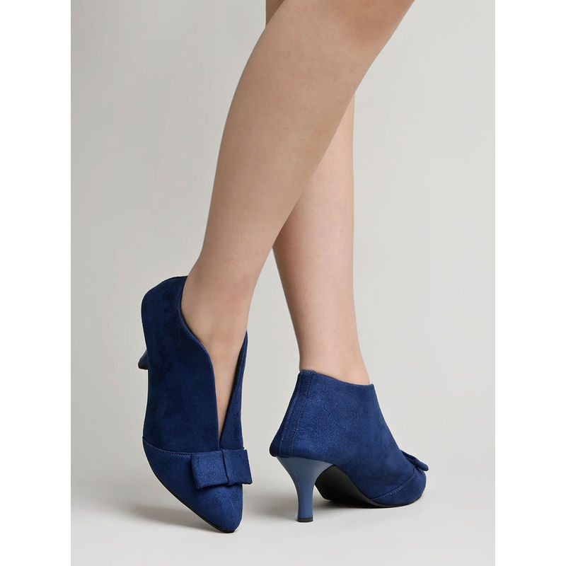 Shoetopia Solid Bow Detailed Blue Pumps (EURO 40)