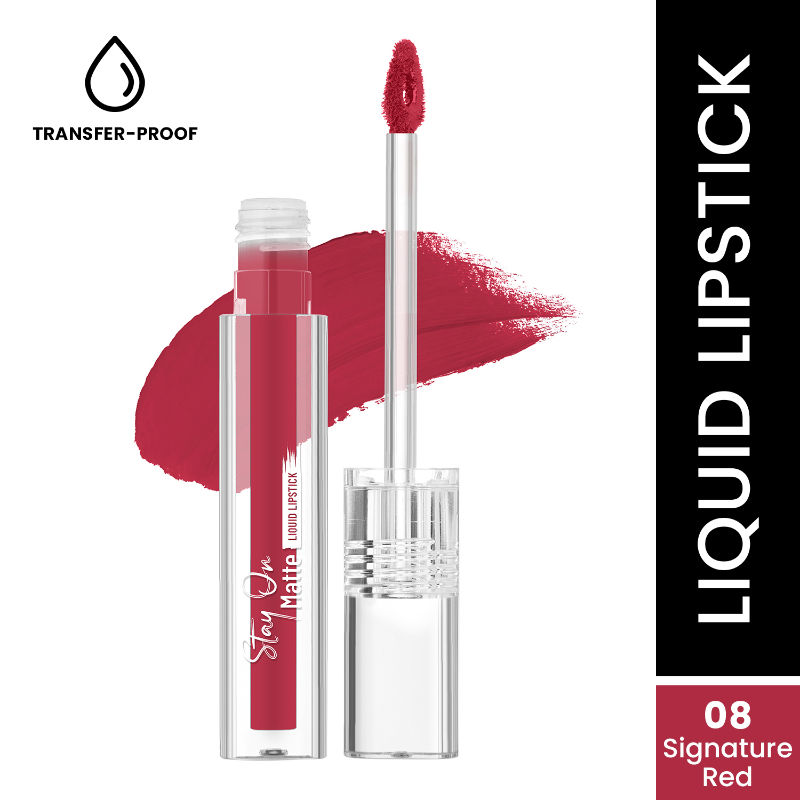 Swiss Beauty Stay On Matte Liquid Lipstick - 8 Signature Red