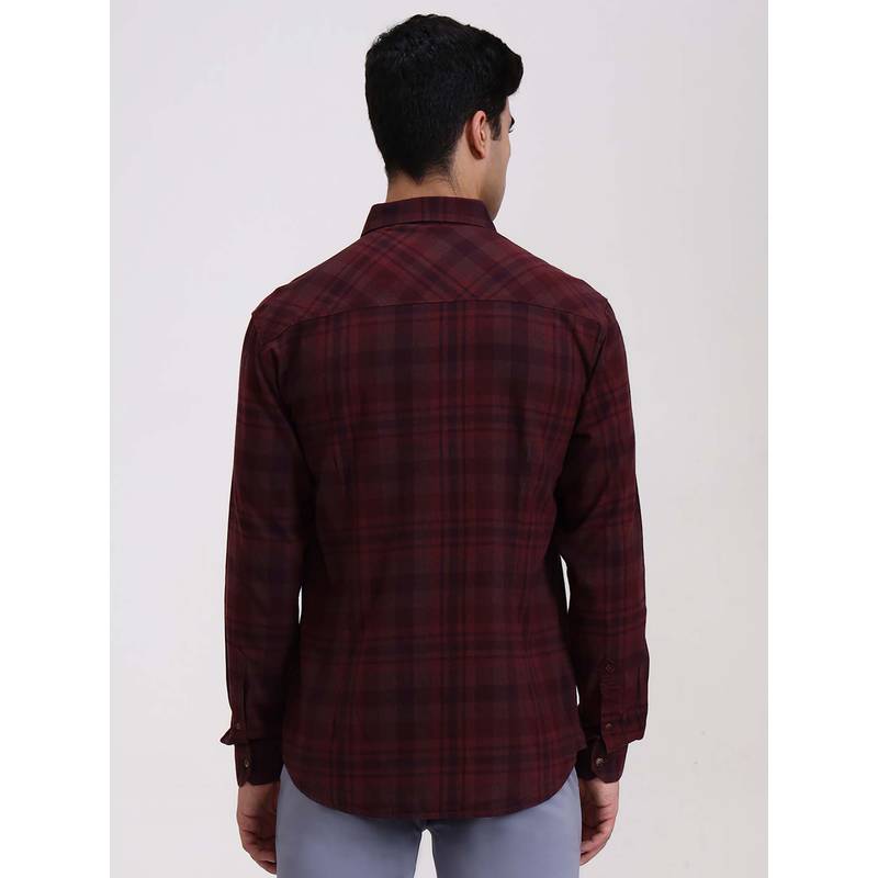 Greenfibre Dark Wine Checked Formal Trouser (46)