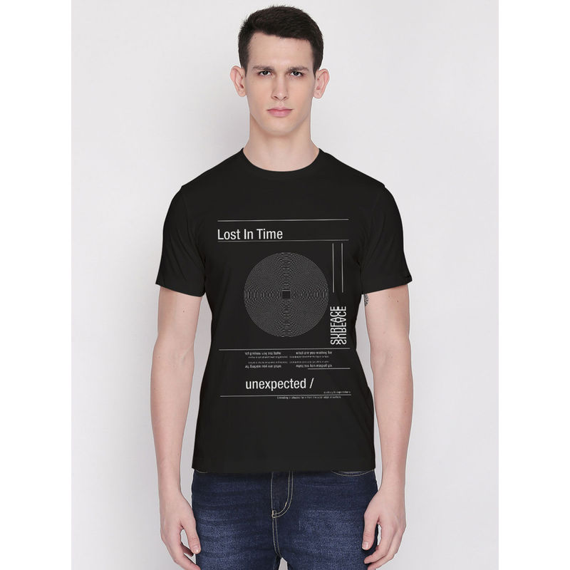 THREADCURRY Lost In Time Creative Graphic Printed T-Shirt for Men (M)