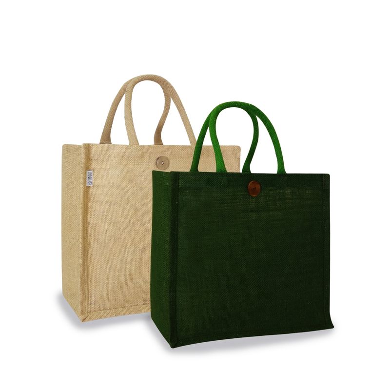 Buy Earth Bags GREEN & NATURAL COLOR BAGS WITH LOOP CLOSUREPACK OF 2