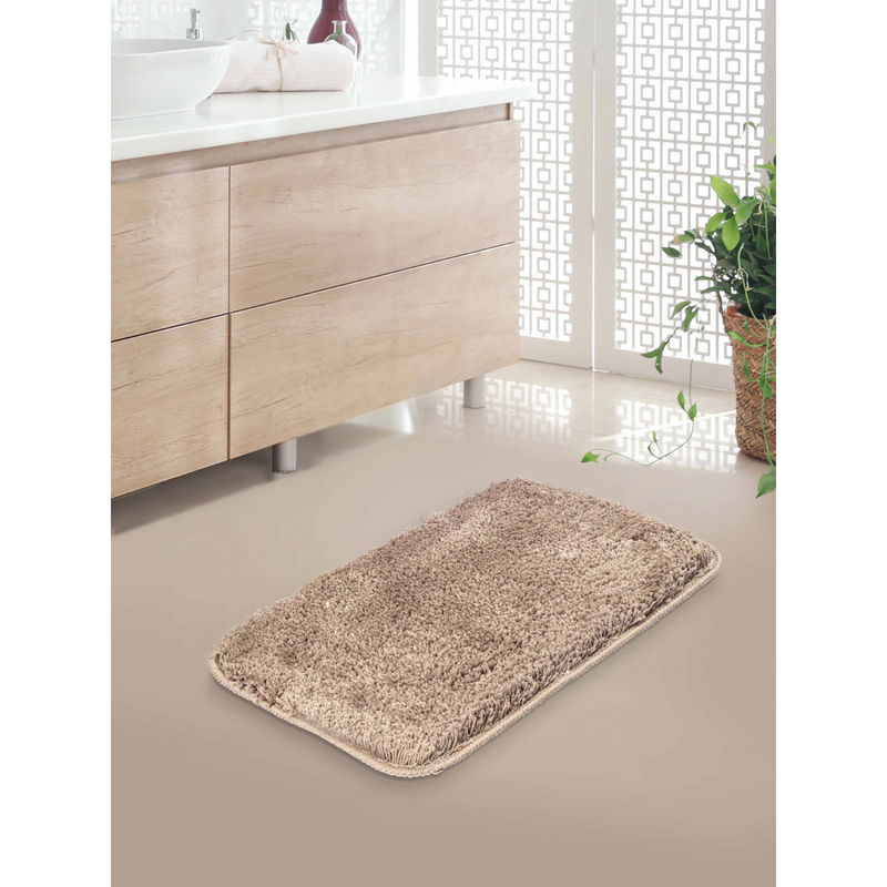 At Home by Nilkamal Microfiber 16 x 24 in Bath Mat (Taupe) Buy At Home