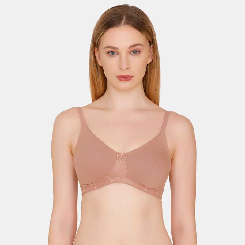 Zivame Cotton Double Layered Wirefree Bra - Skin (36B)
