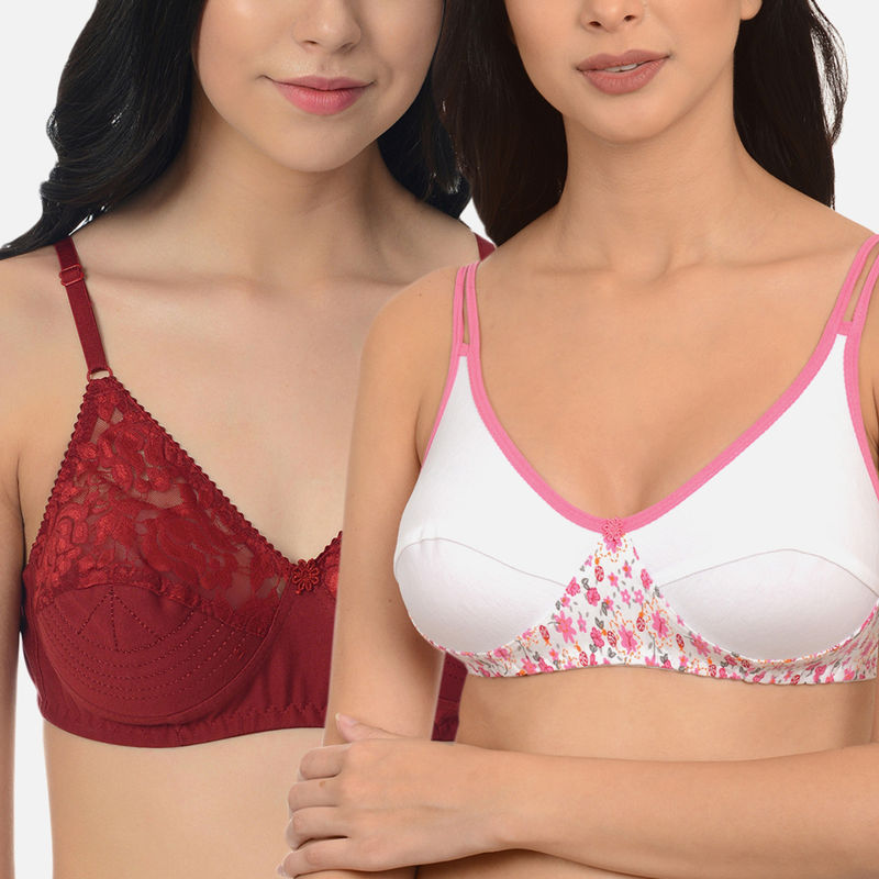 Mod & Shy Pack Of 2 Non-padded Non Wired Every Day Seamed Bra - Multi-Color (32B)
