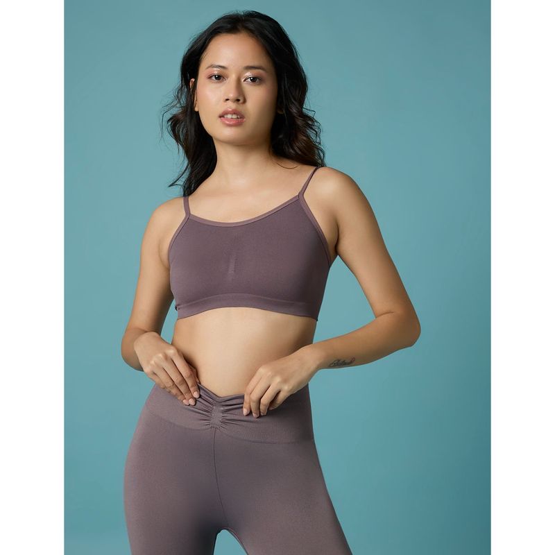 FEIER Purple Ruched Sports Bra (M)