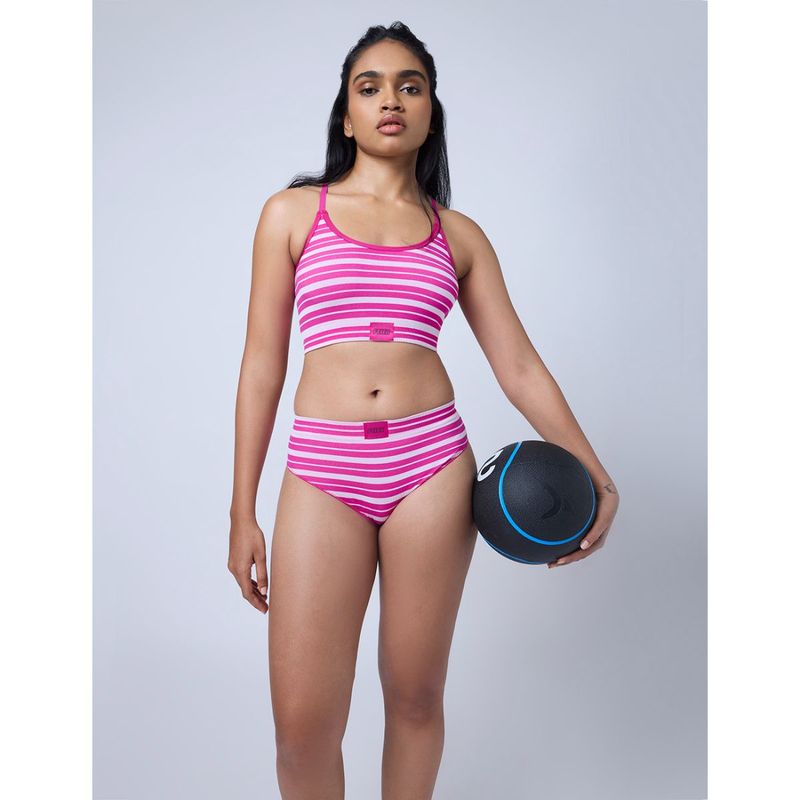 FEIER Pink Ribbed Stripe Sports Bra (XS)