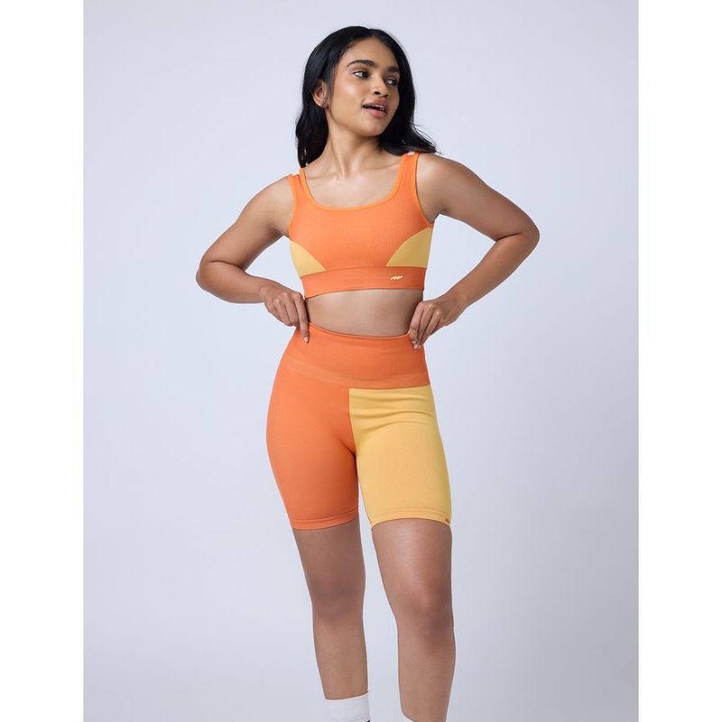FEIER Orange Tango Colourblock Sports Bra (M)