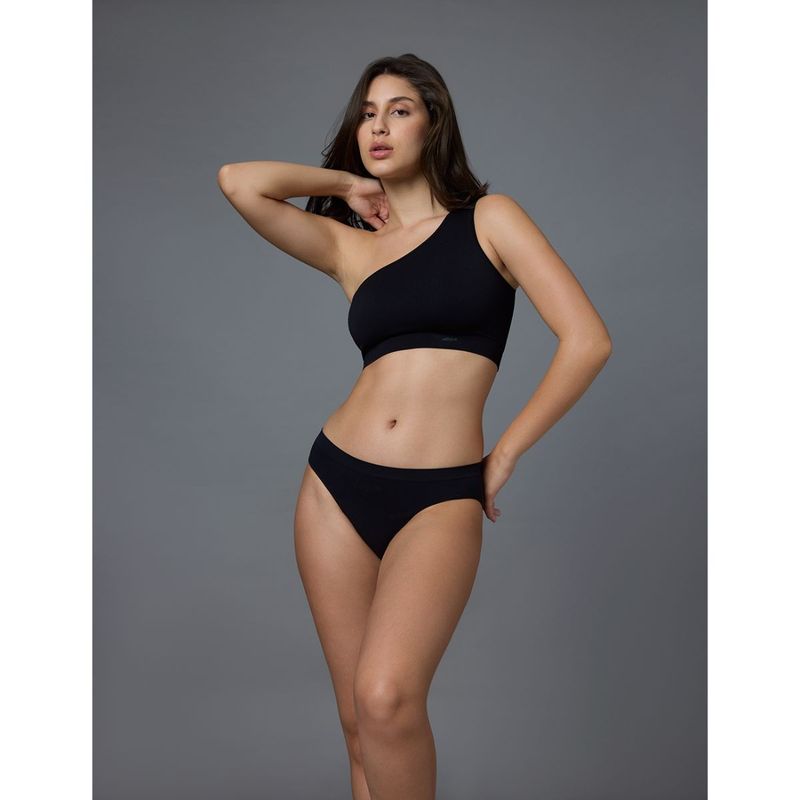 FEIER Black Flexrib One-Shoulder Sports Bra (M)