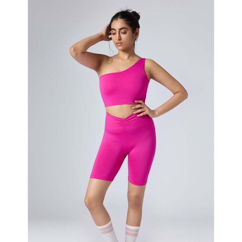 FEIER Pink Flexrib One-Shoulder Sports Bra (S)