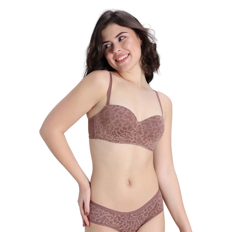 Zivame Brown Padded High Wired 3/4Th Coverage Strapless Bra (32B)