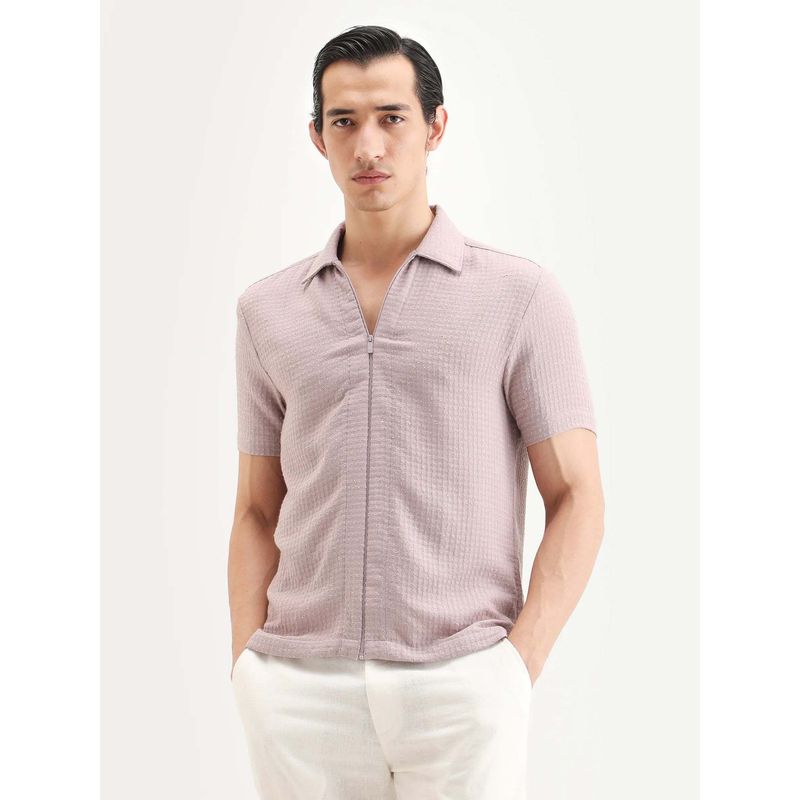 Rare Rabbit Pink Polyester Half Sleeves Shirt (L)