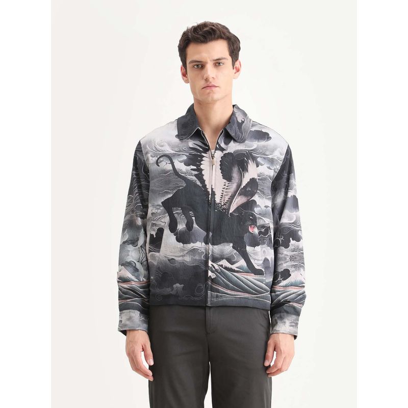 Rare Rabbit Black Viscose Blend Full Sleeves Jacket (XS)