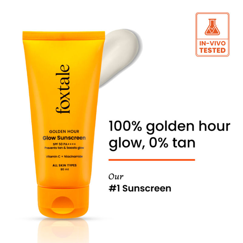 Foxtale Glow Sunscreen SPF 50 PA++++ with Vitamin C & Niacinamide for a Dewy Glow