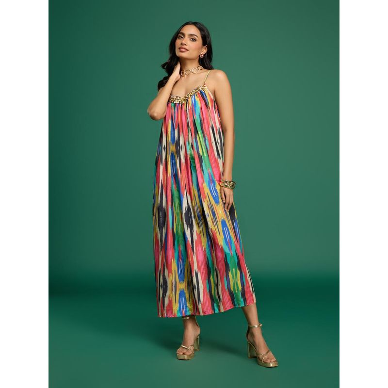Gajra Gang Casa Mexicana Multicolor Embellished Maxi Dress (L)