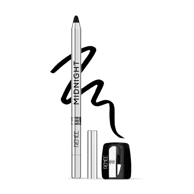 Renee Cosmetics Midnight Kohl Pencil, Waterproof, Smudge-proof, All-Day Kajal with Sharpener - Black
